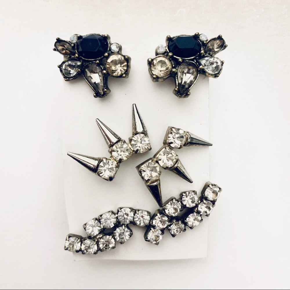 Studded Oversized Rhinestone Earrings ✨ 3 PAIRS